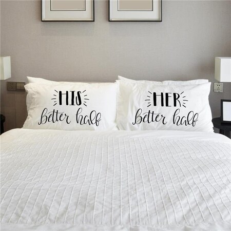 One Bella Casa One Bella Casa 75331CSE His Her Better Half Pillow Case; Black - Set of 2 75331CSE